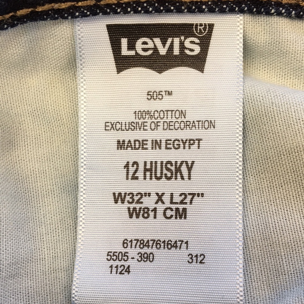 Levi's 505 Boys Husky Dark Wash Straight Jean Size 12 Husky EXCELLENT Condition - Picture 7 of 7